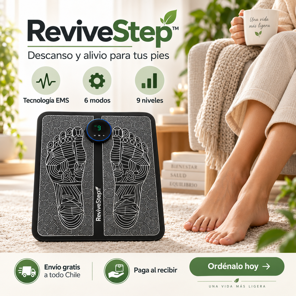 ReviveStep™ — Masajeador de Pies por estimulación EMS