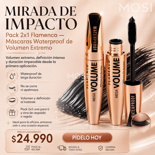 Pack 2x1 Flamenco — Máscaras Waterproof de Volumen Extremo Flamenco
