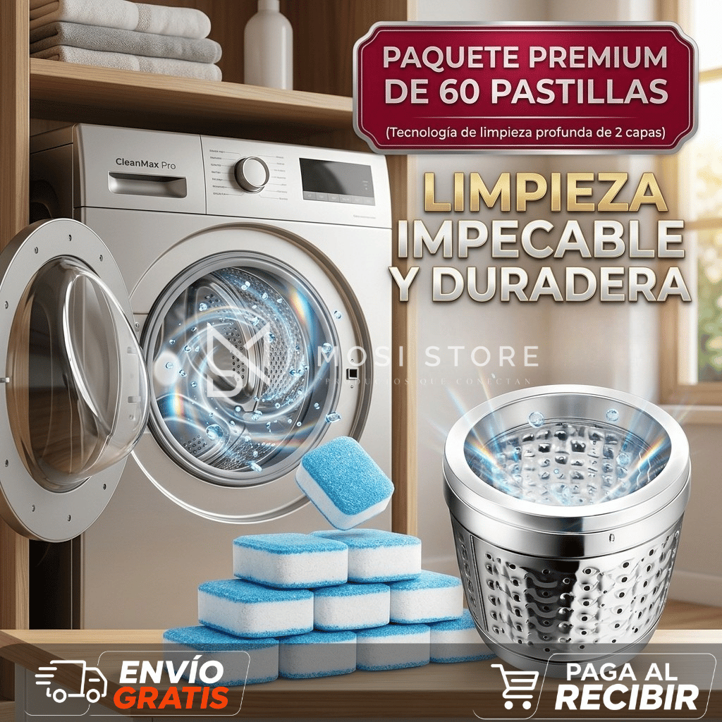 PastiClean™ — Pack Pastillas Limpia Lavadora x60 Unidades