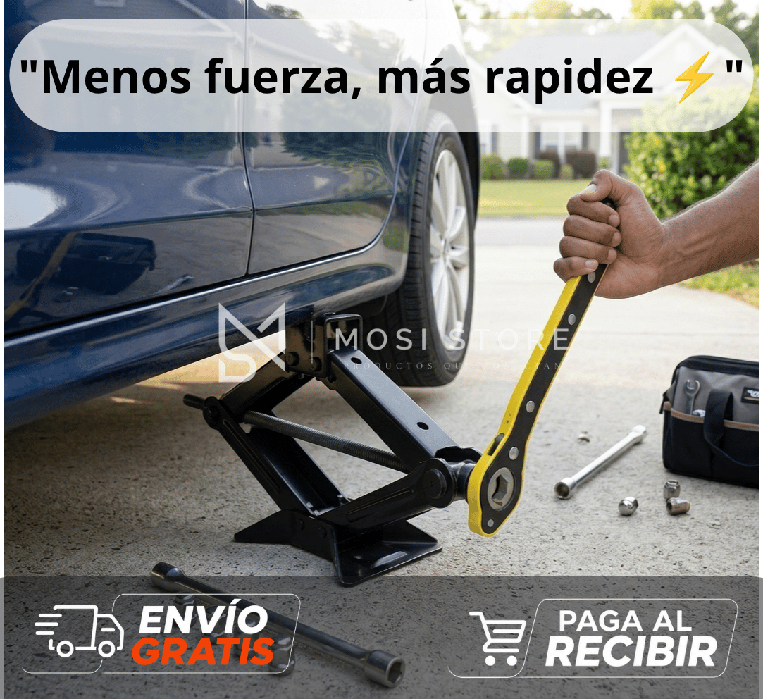 TorqueMax™ — Llave de Trinquete para Gata | Cambio de Neumático de Emergencia