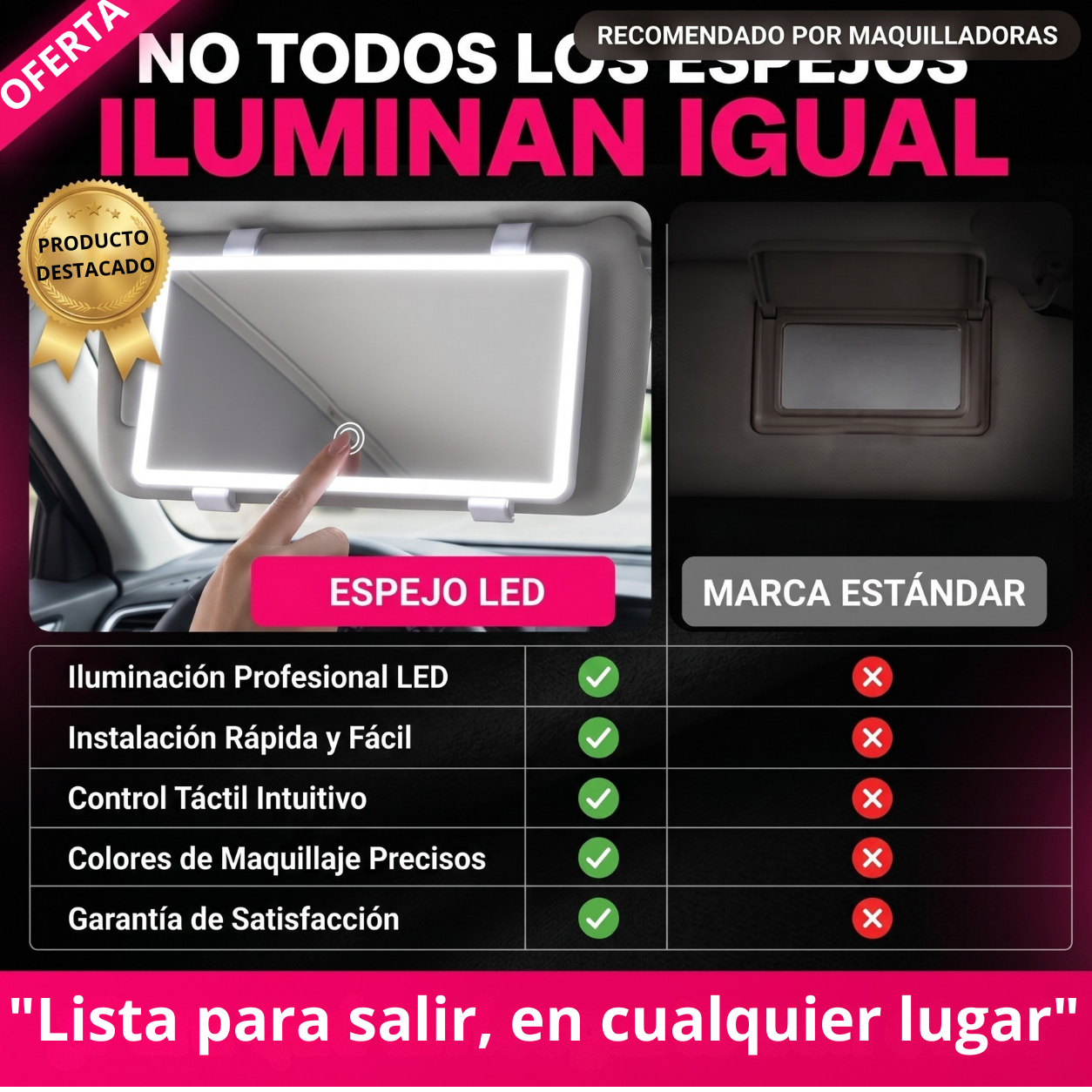 GlowVisor™ — Espejo LED para el Parasol del Auto | MOSI STORE