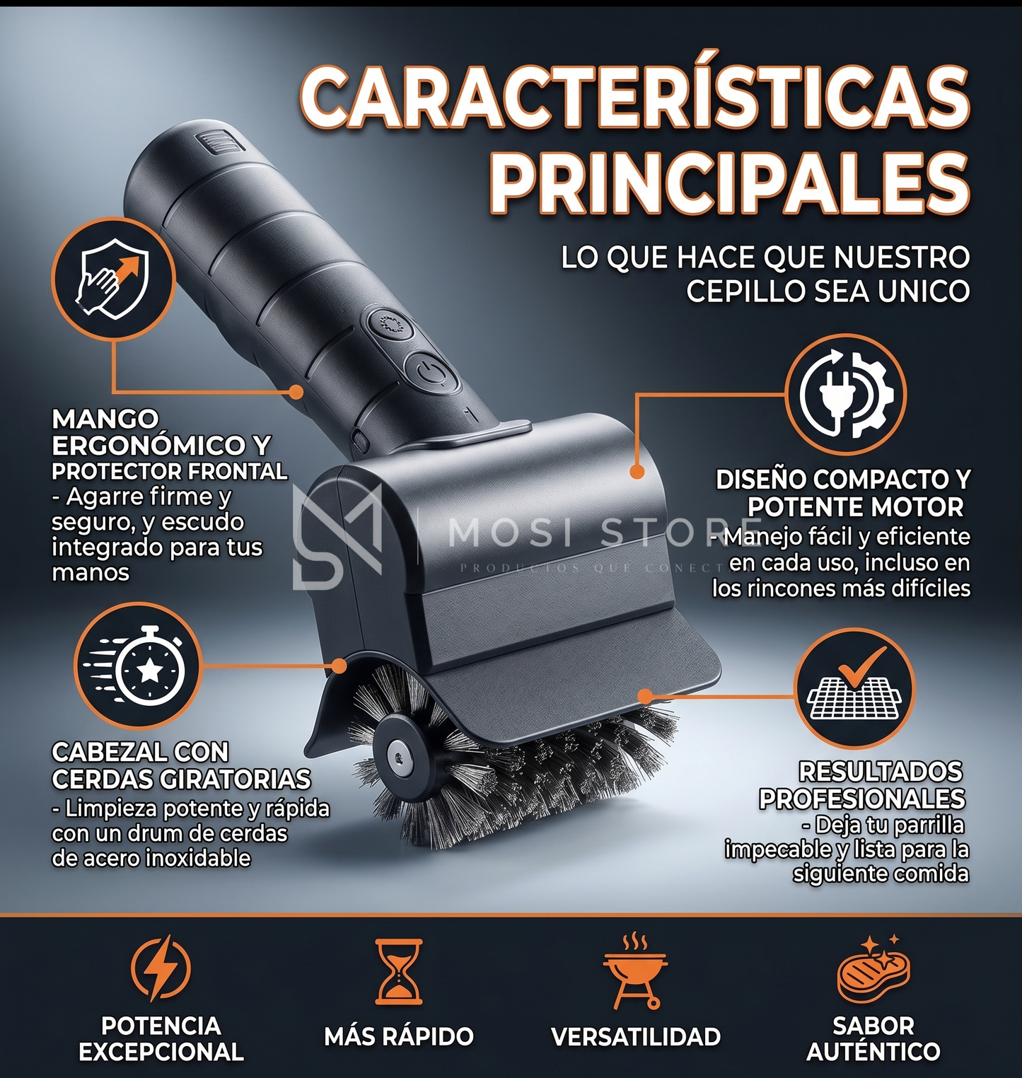AsadoClean™ — Cepillo Eléctrico Limpia Parrillas | MOSI STORE