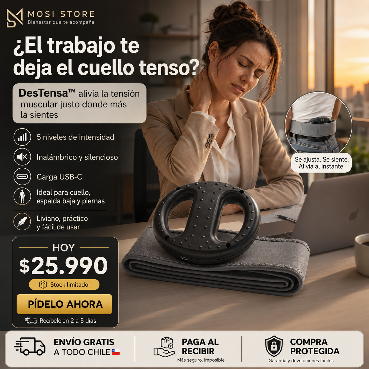 🌙✨ DesTensa™— Masajeador Muscular de Anillo Fascia USB-C | MOSI STORE
